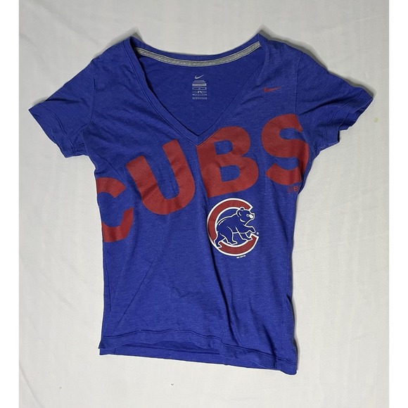 Nike Tops - Nike Chicago Cubs V Neck T Shirt Women's Medium Blue Short Sleeve MLB Baseball